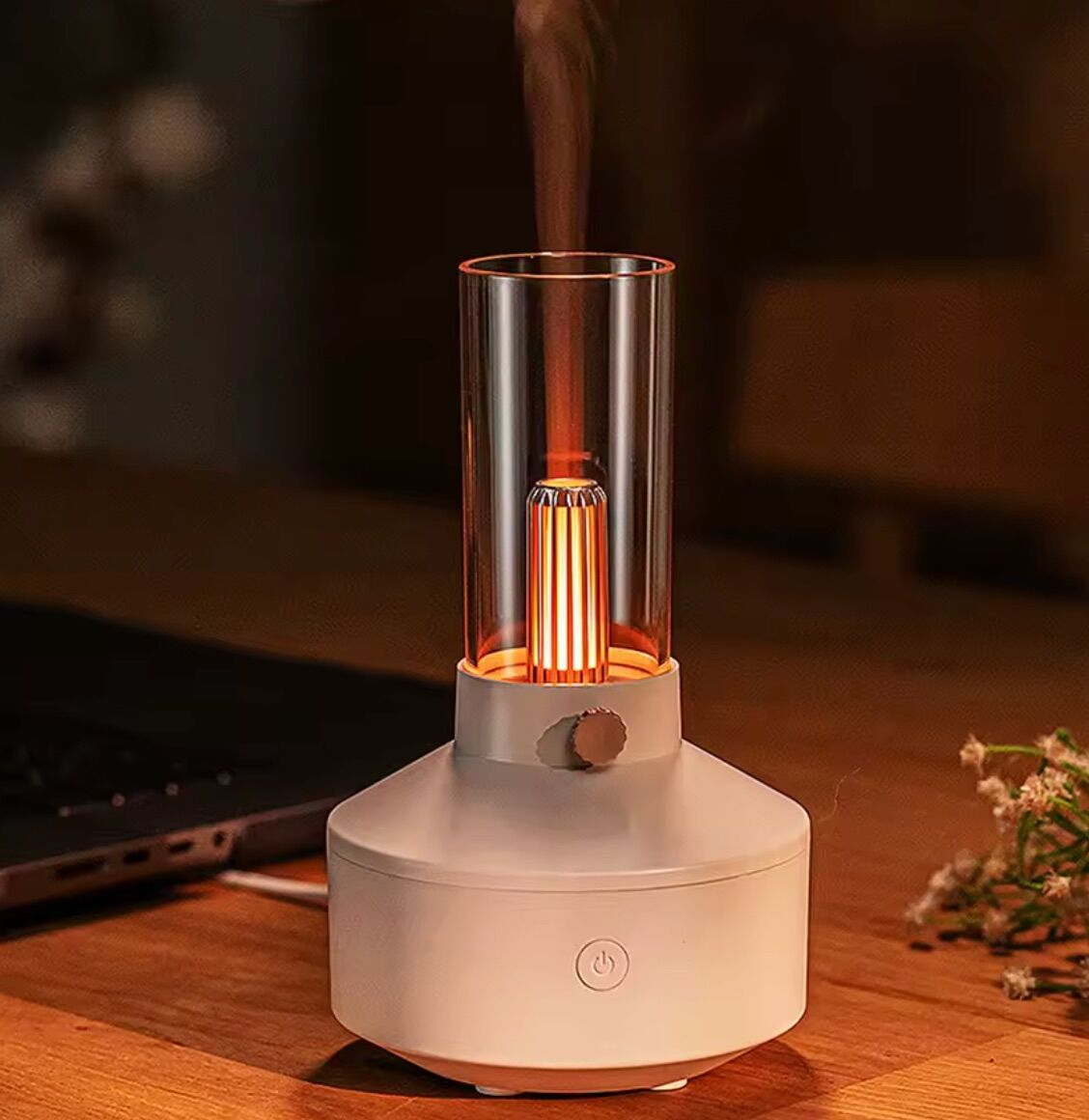 Time2Scent - Vibe Diffuser - Luchtbevochtiger - Sfeerlamp - USB C - Wit - Industrieel design - Vintage